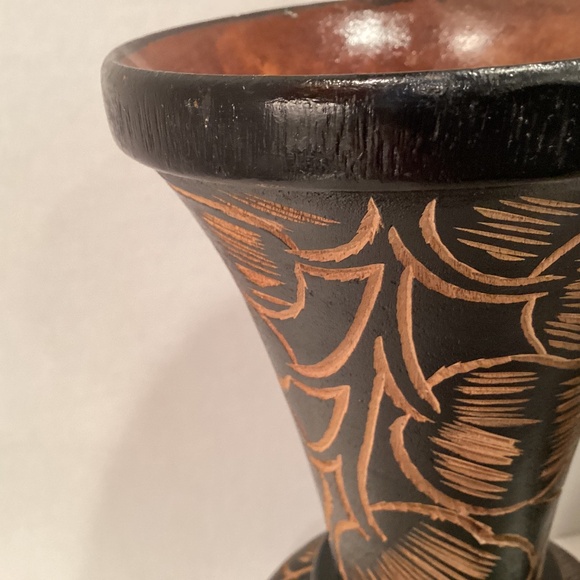 Hand Carved Wood Vases MCM Boho Style - Picture 3 of 9